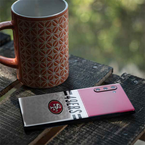 NFL San Francisco 49ers White Striped Galaxy Note 10 Skin